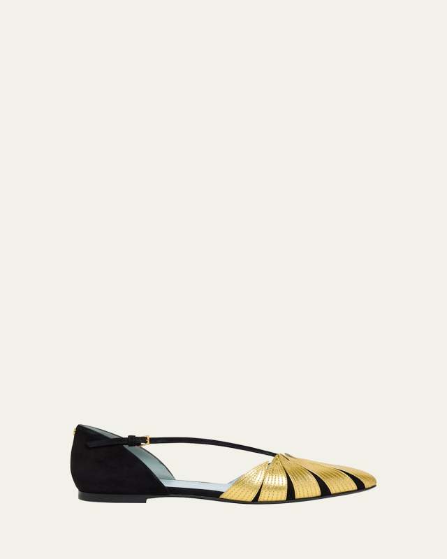 Foliefoliage Bicolor Leather Ballerina Flats